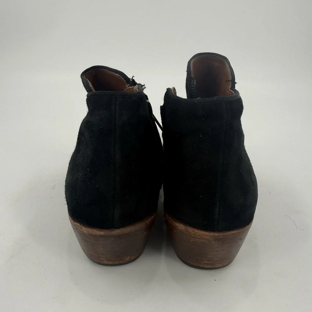 Sam Edelman Womens 7.5 Black Suede Leather Ankle Boots Side Zip Booties